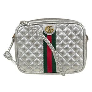 GUCCI Silver GG Marmont Shoulder Bag
